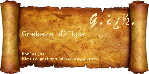 Greksza Ákos névjegykártya